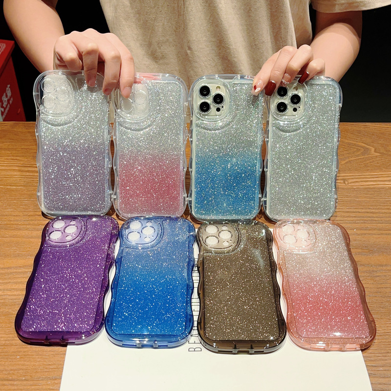 Wave air cushion bubble iPhone14promax for 11 Apple 12 phone case 13 gradient protective cover glitter