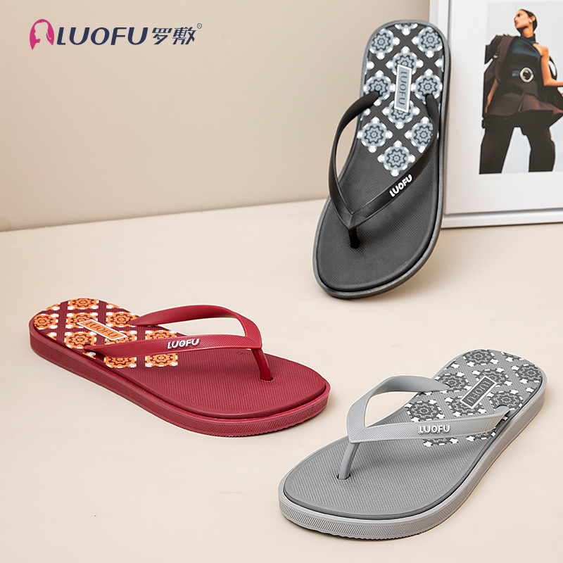 Luofu de alto grado al aire libre Chanclas de verano de las mujeres celebridad de Internet INS de moda nueva antideslizante flip-flops sandalias de playa plana