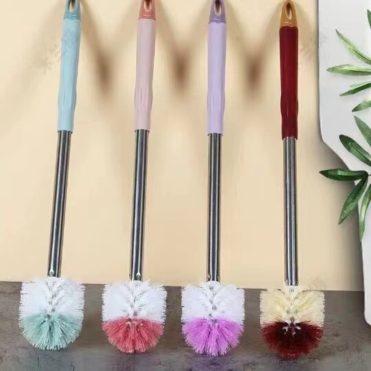 Toilet Brush round household cleaning brush universal integrated sanitary brush round long handle punch-free toilet brush thick rod