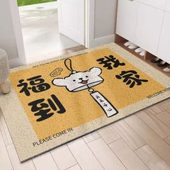 卡通丝圈地垫可爱线条小狗入户进门家用玄关大门口除尘耐脏防滑垫