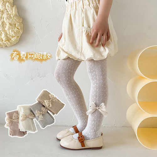 Summer baby anti-mosquito socks children's pantyhose mesh girls' pantyhose hollow bow baby bottoming socks wholesale