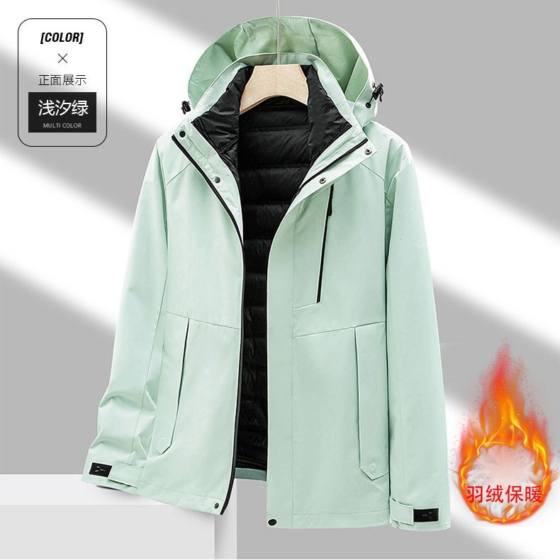 High-end Down Charge Clothes Printing logo Enterprise Group Tooling Autumn and Winter fleece-lined Waterproof Three-in-One Work Clothes