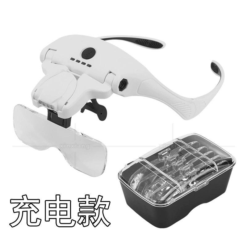 Ремонт часов наголовная 4LED лампа перезаряжаемое увеличительное стекло пять комплектов оптических линз для чтения вышивки