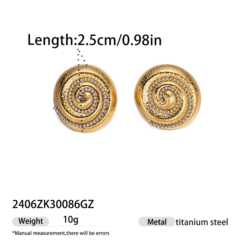 Tina Amazon transfronterizo 18k oro diamantes de acero de titanio pendientes de moda lujoso ligero multifuncional de alta calidad pernos de orejas de círculo para mujeres