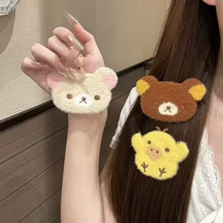 可爱轻松熊针织魔术贴卡通侧边碎发前额刘海bb夹发饰洋气精致