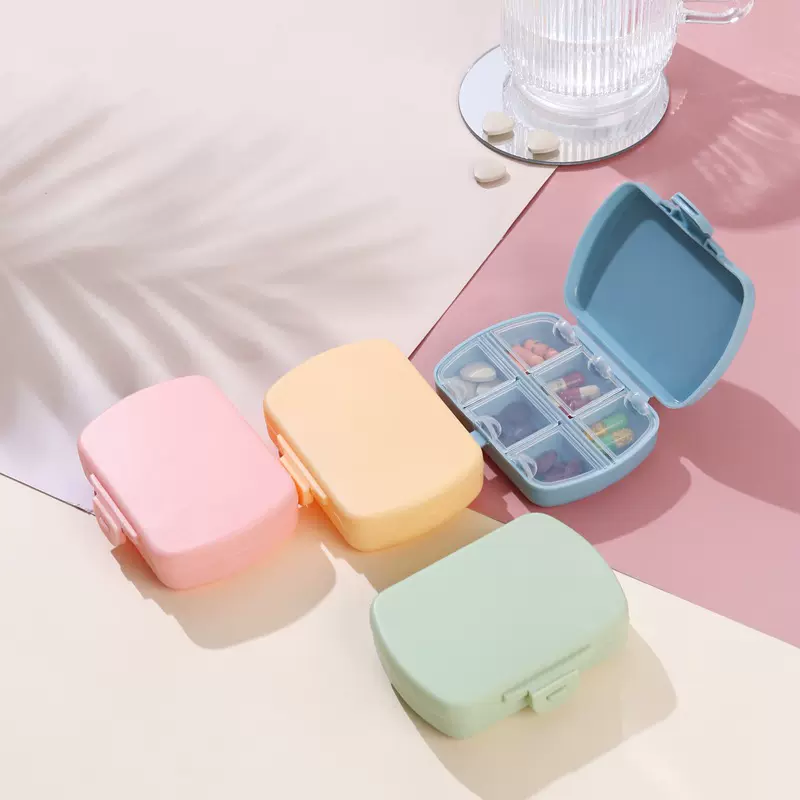 加工定制六格药盒药品分装盒防尘收纳盒星期小药盒随身药丸盒现货