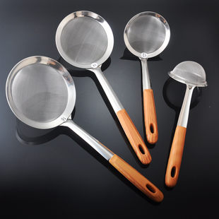 201 stainless steel hot pot frying filter drain imitation wood grain handle mesh drain kitchen household noodles mesh colander