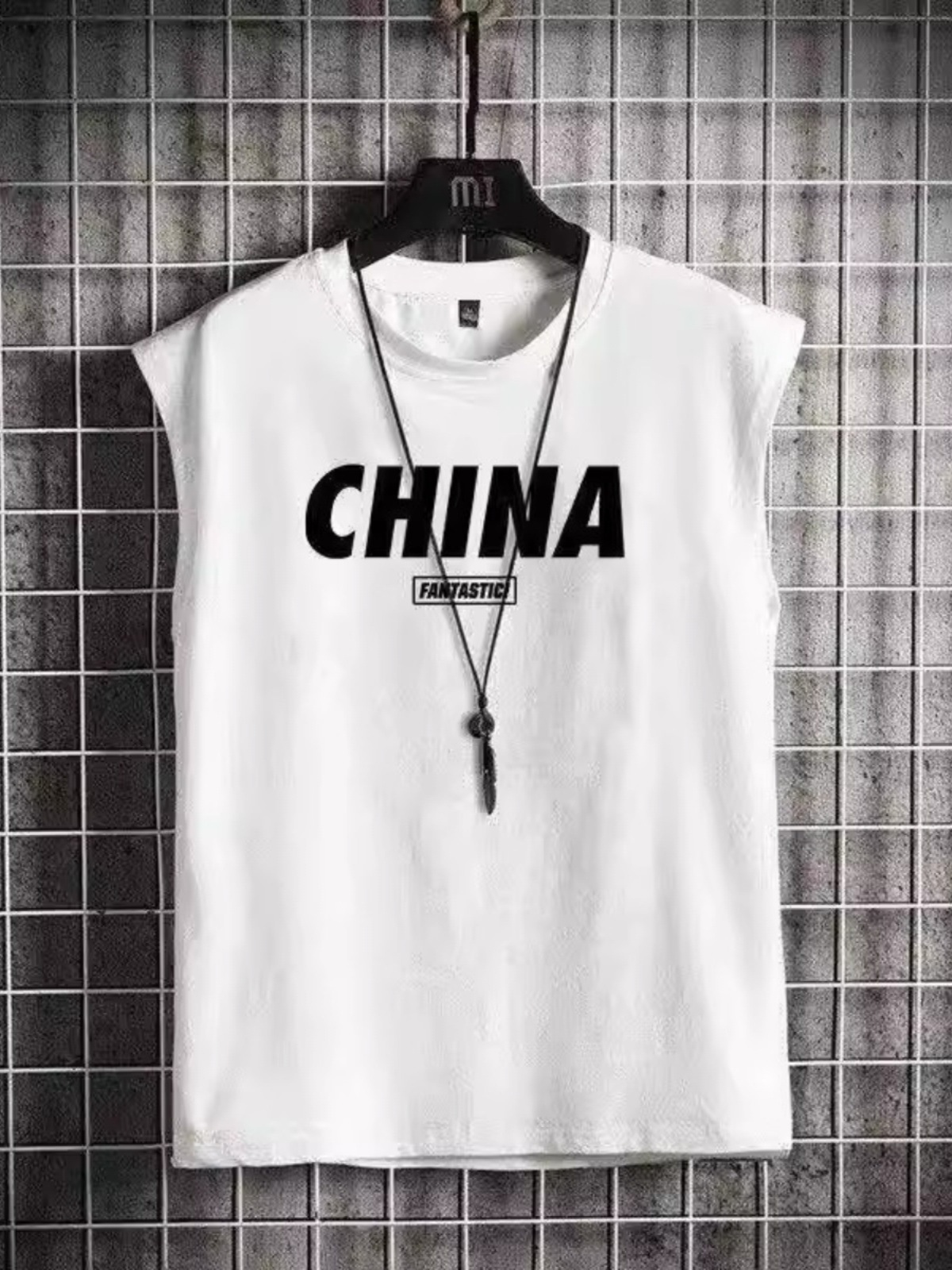 Sleeveless T-shirt men's fashionable summer thin loose waistcoat men's sports fitness basketball vest men's men's round neck