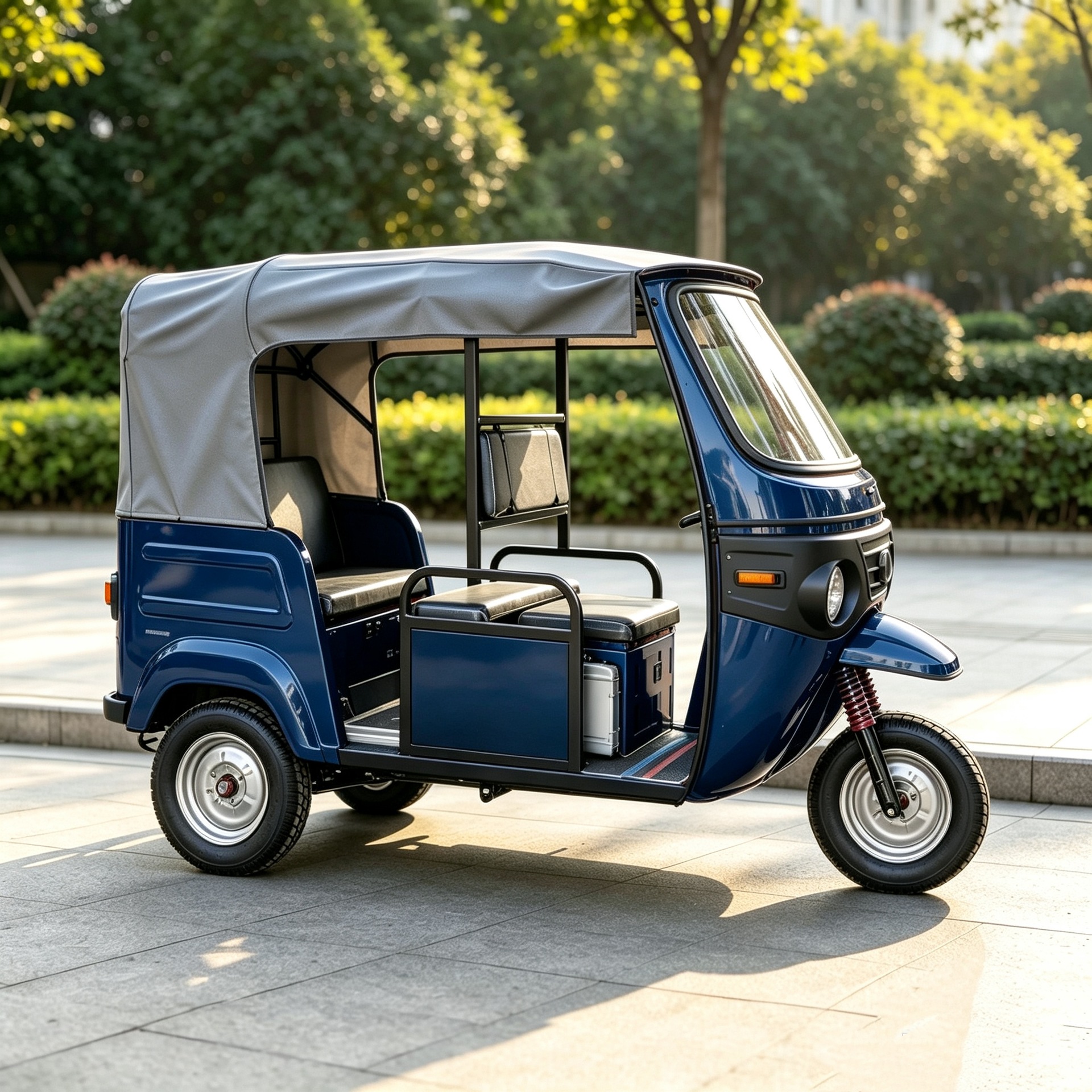 Fuel-powered passenger tricycle for export to Africa, durable and wear-resistant with large space, a popular fuel-efficient vehicle for cross-border trade