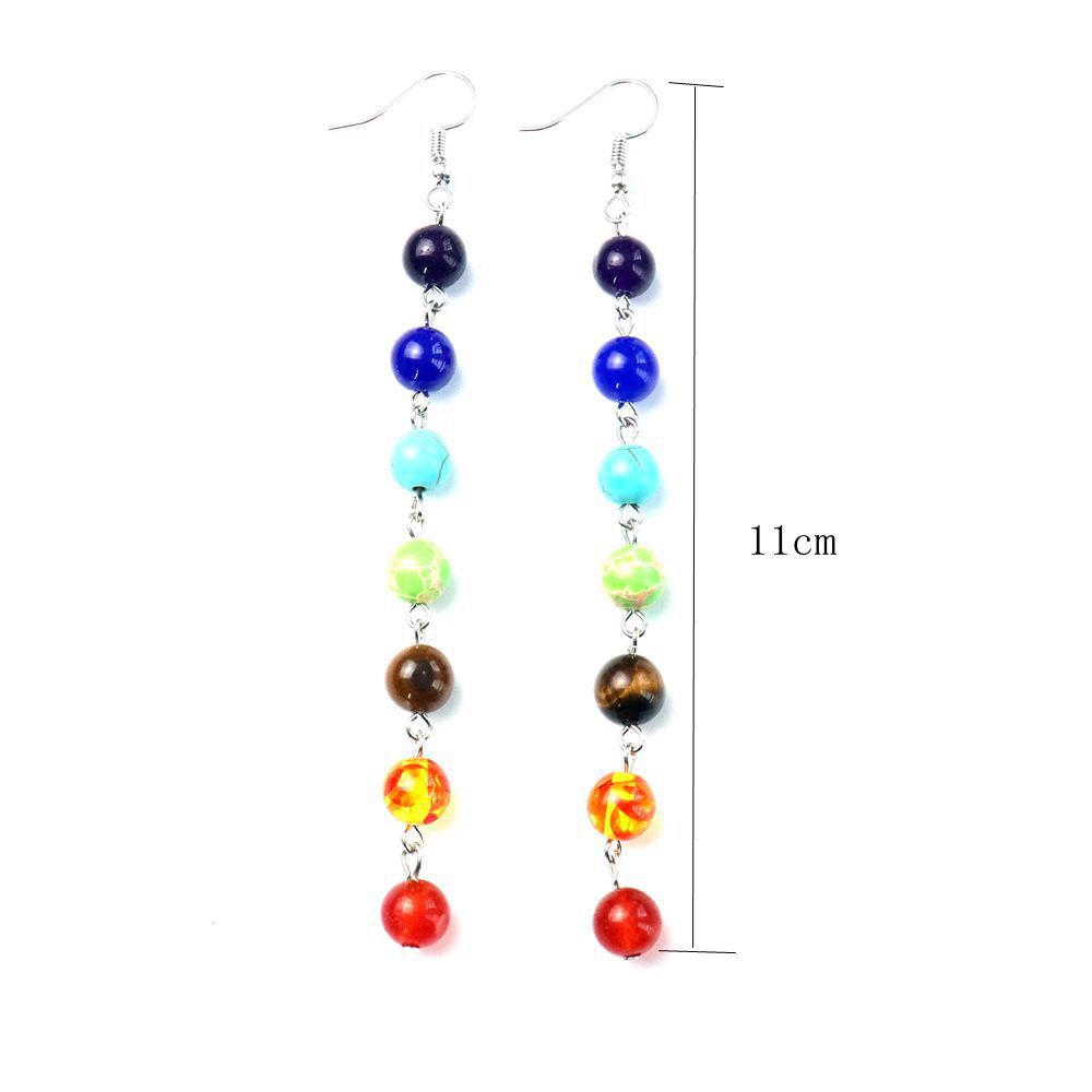 Fashion Tassel Alloy natural stone Beaded Drop Earrings 1 Pair
