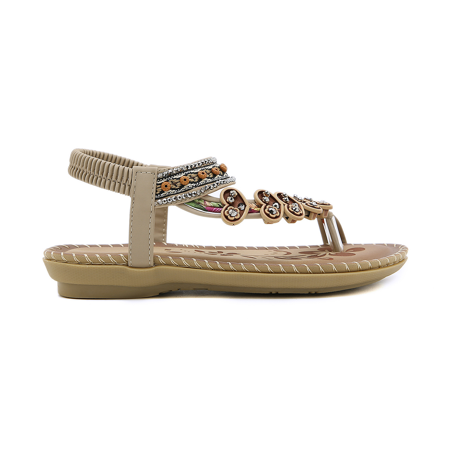 Comercio exterior transfronterizo 2023 verano rhinestone estilo bohemio sandalias de las mujeres étnicas más el tamaño del dedo del pie Sandalias planas mujeres