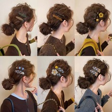 秋冬毛线花朵发夹侧边夹女韩国高级感前额碎发刘海夹一字发卡bb夹