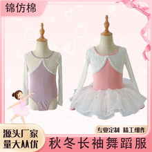 儿童长袖舞蹈服体服秋冬舞蹈裙练功服体操服跳舞服团订优惠