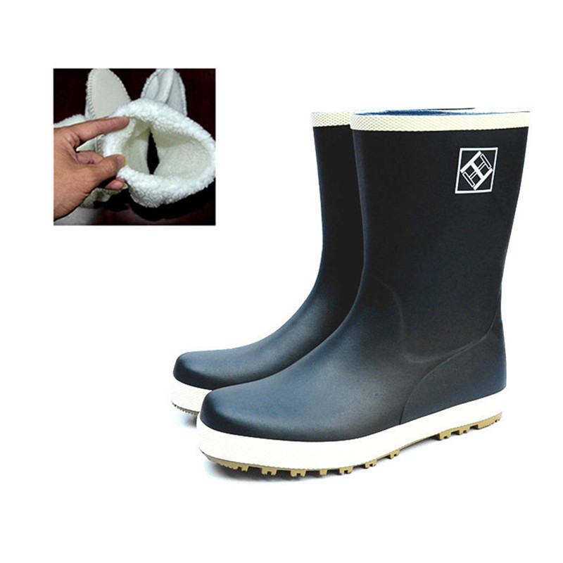 HH002新款戶外釣魚鞋時尚橡膠男士平底中筒柔軟雨鞋洗車雨靴水鞋