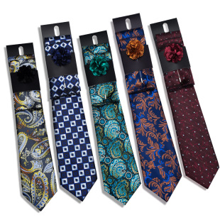 New Fashion Tie Men's Formal Wear Men's Business Blue Red Black Tie Suit with Hook Tie Manufacturer Ready Stock