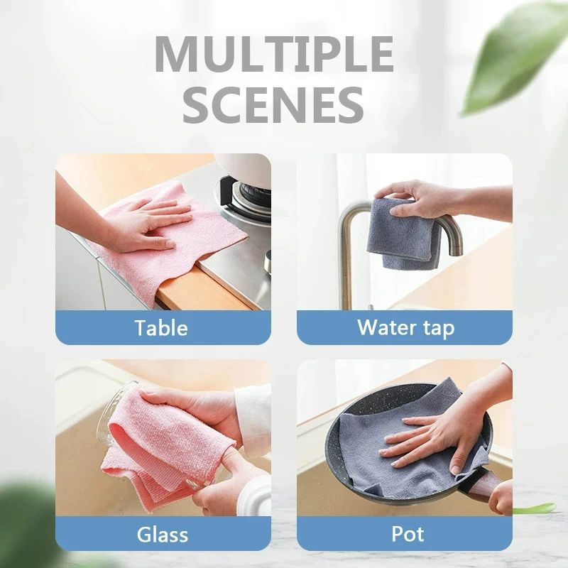 Microfiber Cleaning Cloth Roll, Multi-Color 25×25 cm, 20 Sheets per Roll, Absorbent