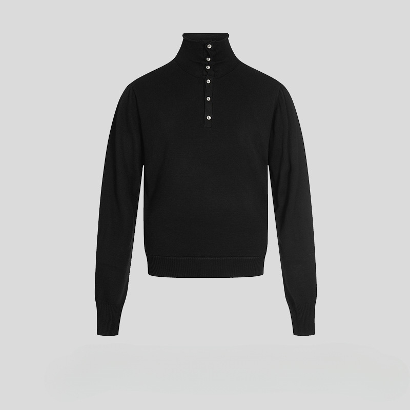 American Retro Buttoned Rolled-Collar Design Sweater for Men, 2025 Autumn and Winter, High-Neck Long-Sleeve Knitted Base Layer American Retro Buttoned Rolled-Collar Design Sweater for Men, 2025 Autumn and Winter, High-Neck Long-Sleeve Knitted Base Layer