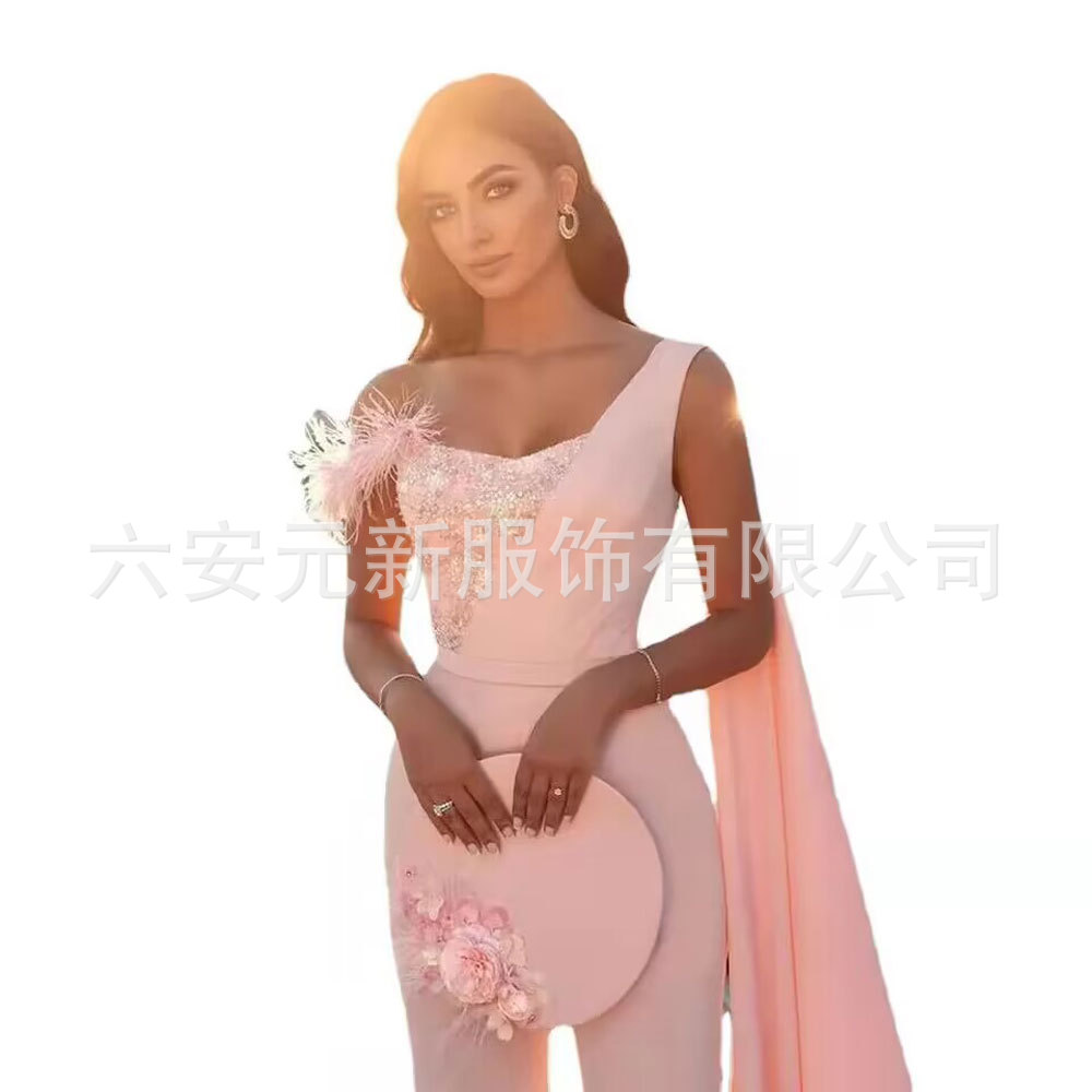 Europa y América del comercio exterior AliExpress nuevo vestido rosa de las señoras elegantes pantalones sexy vestido image 4
