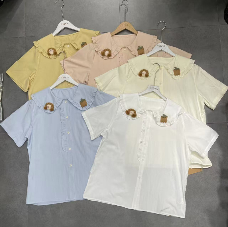 2026 New Summer Style Doll Collar Short-Sleeved Shirt for Women, Loose, Age-Reducing, Cute, Decorative, Versatile Student Shirt 2026 New Summer Style Doll Collar Short-Sleeved Shirt for Women, Loose, Age-Reducing, Cute, Decorative, Versatile Student Shirt