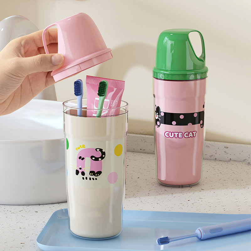 Taza de enjuague portátil de dopamina transparente de tres usos pasta de dientes de viaje familiar cepillo de dientes taza de almacenamiento de aparatos dentales taza de enjuague bucal