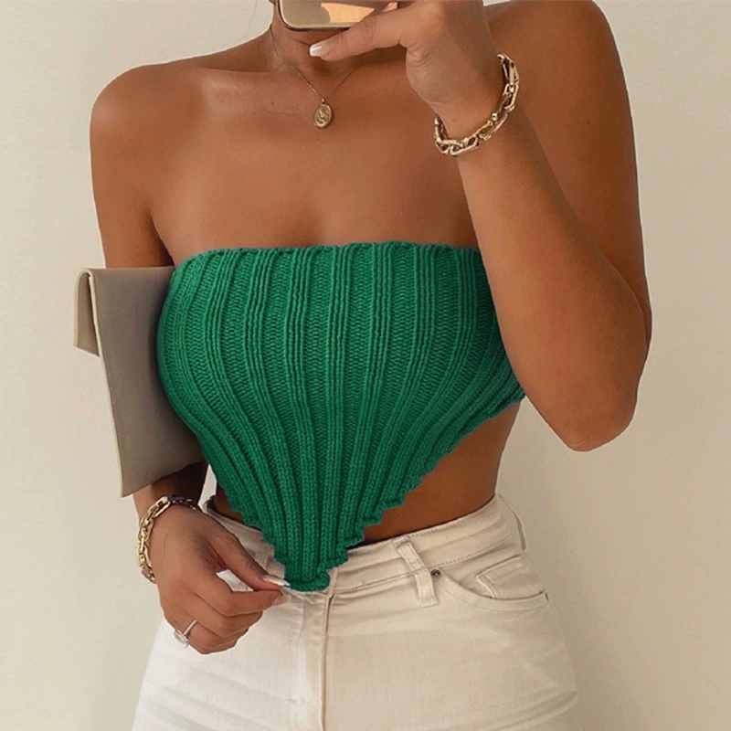 2023 новый европейский и американский вязаный нерегулярный женский свитер без рукавов без бретелек Amazon AliExpress с трансграничным пожеланием