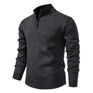 I 23304 Solid Color Stand Collar Half Zip Sweater ��ɫ���Ië