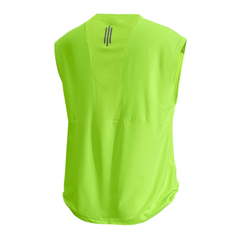 アイスシルクベストメンズ夏薄型通気性フィットネスランニングノースリーブ Tシャツトレーニング服ベストスポーツアンダーシャツ|undefined
