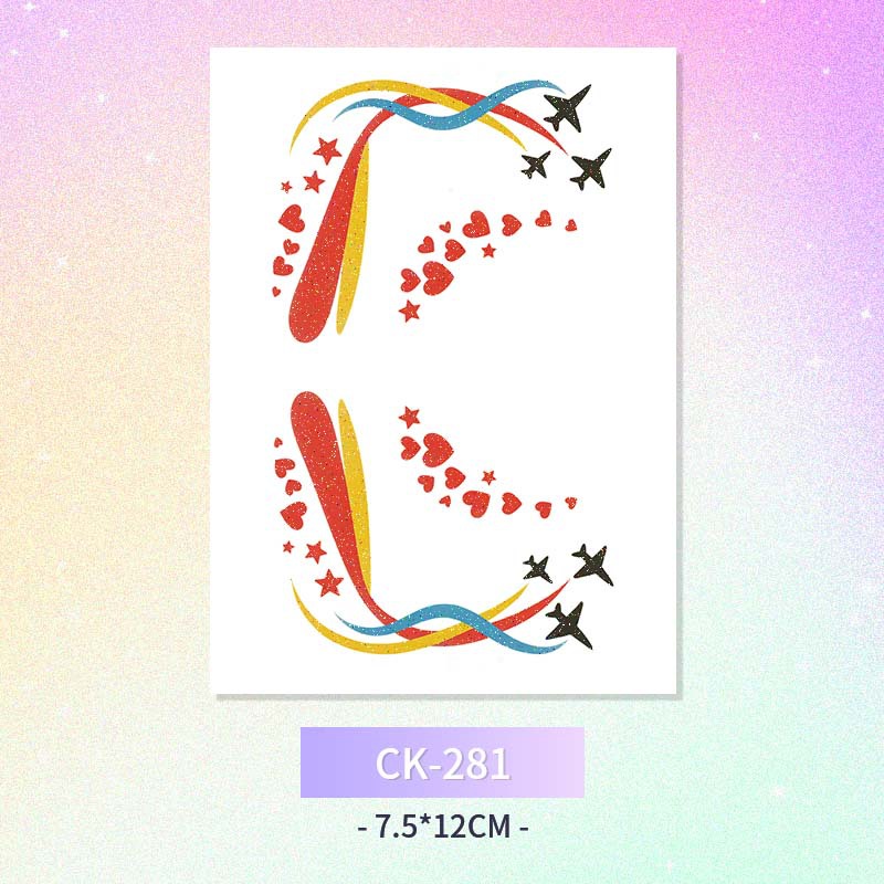 Glitter mariposa cara pegatinas tatuaje pegatinas hadas lavable impermeable de larga duración lindo unicornio ciervo Luna Estrella Planeta