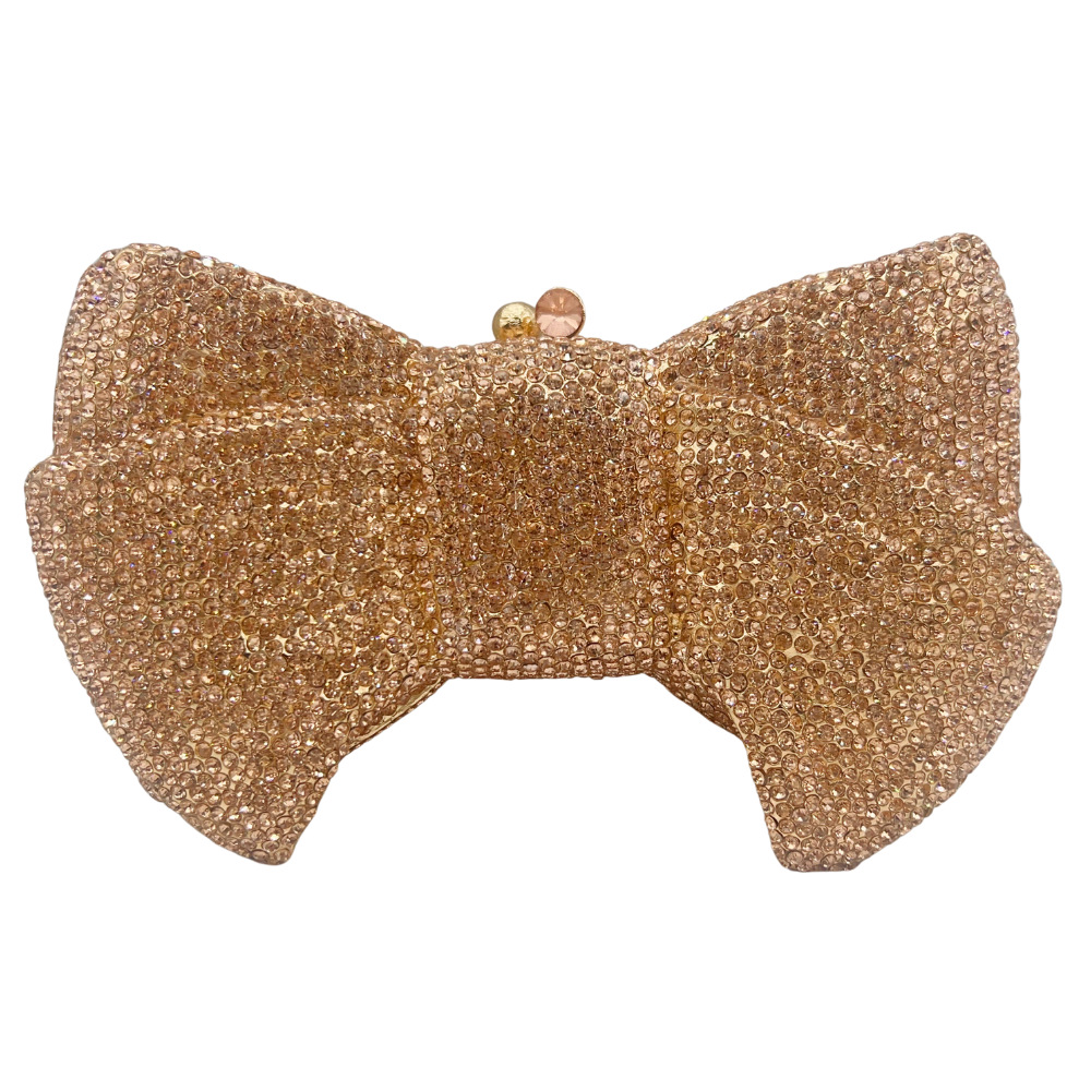 Bolso de arco transfronterizo nuevo arco de diamantes bolso de banquete de diamantes bolso de mano de mujer bolso de maquillaje pastel