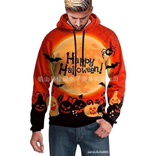 2025 Cross-Border New Export Halloween Skull 3D Digital Printing Sweatshirt Couple Wear Hoodie Sweatshirt