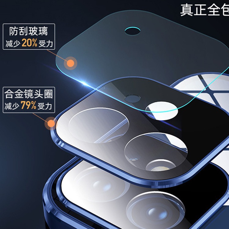 Funda Protectora para Teléfono con Hebilla de Doble Cara Anti-Espía para Apple 13/14, Funda Protectora de Vidrio con Cobertura Total para iPhone 13 Pro Max