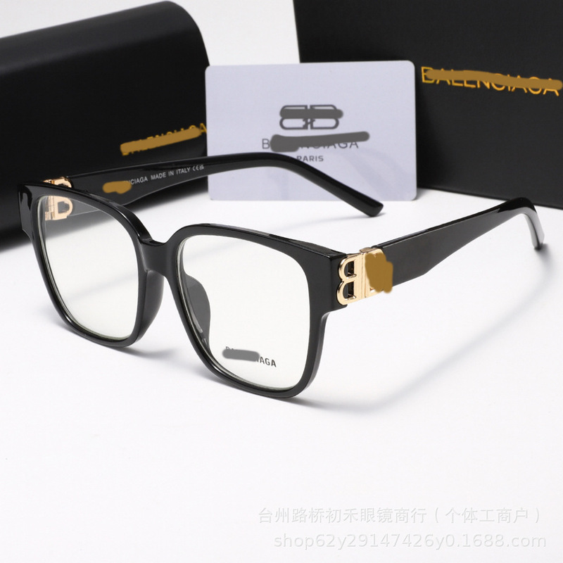New Model Double B0102 High-End Acetate Eyeglass Frames for Street Style Photos Without Makeup, Can Be Fitted with Prescription or Non-Prescription Lenses, Large Frames Make the Face Appear Smaller