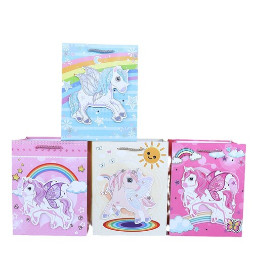 Unicorn Paper Gift Tote Bag Wholesale Patch 3D Gift Wrapping Paper Bag Dusting Powdered Children's Pouch
