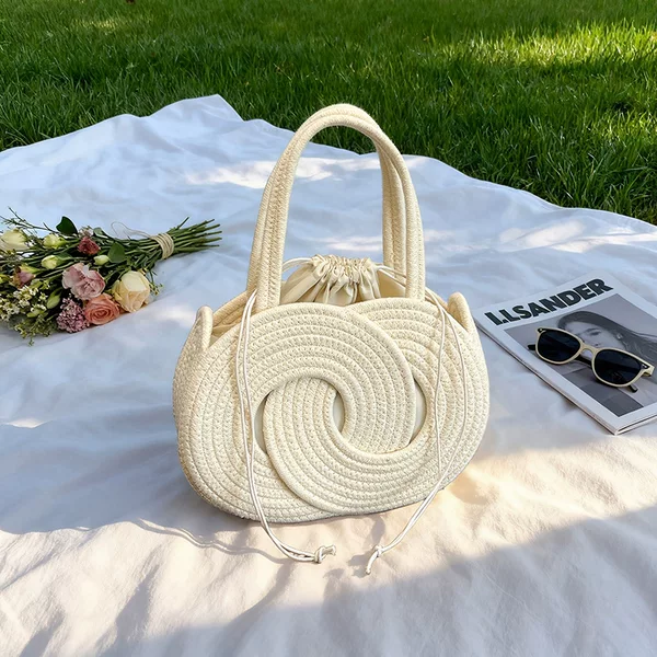 Cross-border woven handbag large capacity women's 2026 foreign trade new vintage shoulder crossbody bucket bag wholesale