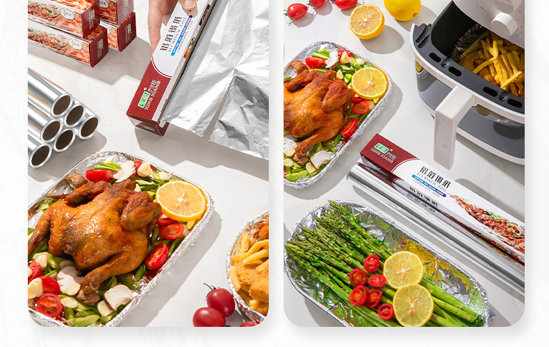 Kalay folyo hava fritöz özel alüminyum folyo barbekü kutusu sızıntısı ev pişirme barbekü tek kullanımlık kalay folyo