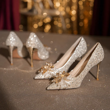 6681-23-138亮片秀禾婚鞋宴会鞋奢华高跟鞋女高级感气质女鞋单鞋