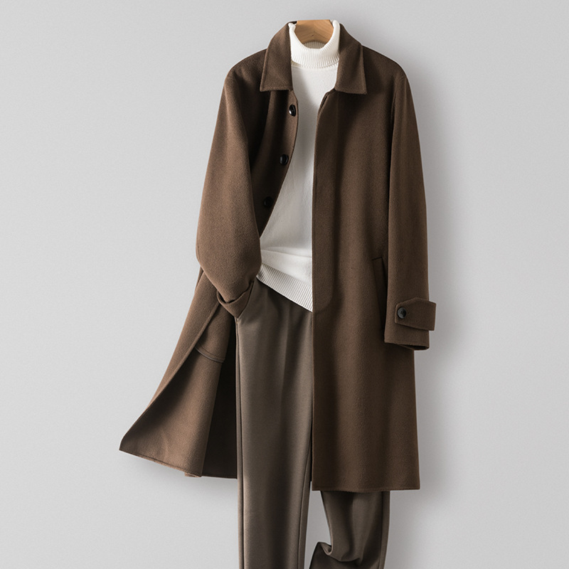 New 100% wool cashmere-free coat long lapel wool coat men's high-end business woolen coat wholesale