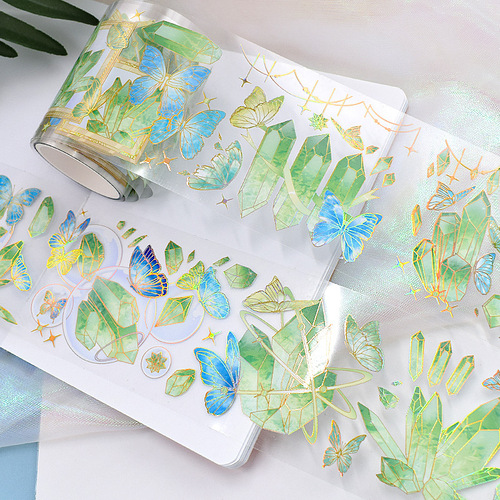 Society special materials pet shell light crystal laser butterfly collage hand ledger material hand ledger tape whole roll wholesale