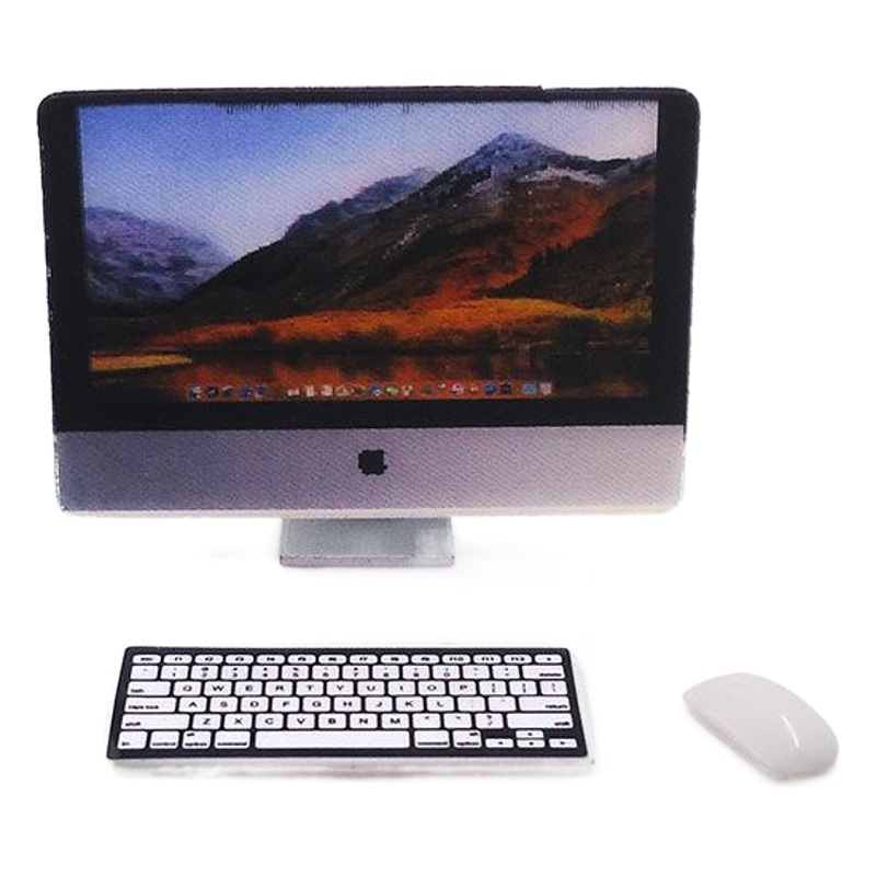 1:12 casa de muñecas accesorios casa de muñecas mini escritorio pantalla LCD ordenador ratón teclado modelo todo-en-una máquina