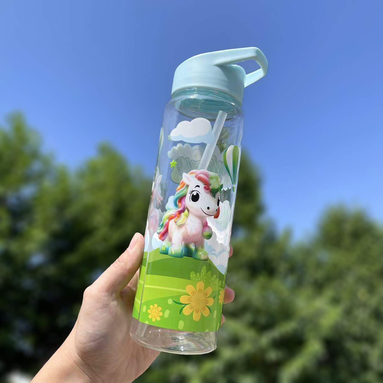 Taza de paja Kapi Barakatong con cierre Taza de mano Taza de plástico para deportes y fitness Taza de agua espacial para hombres y mujeres