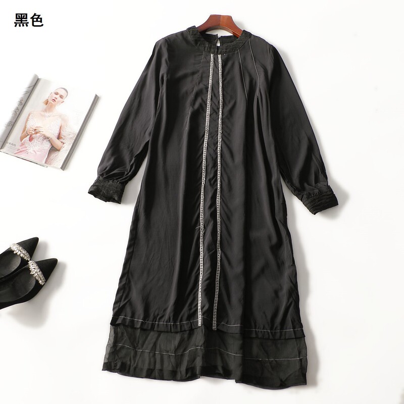 507490 Autumn long-sleeved extended-length dress Shenzhen Mingwei wholesale quality women's clothing clearance factory