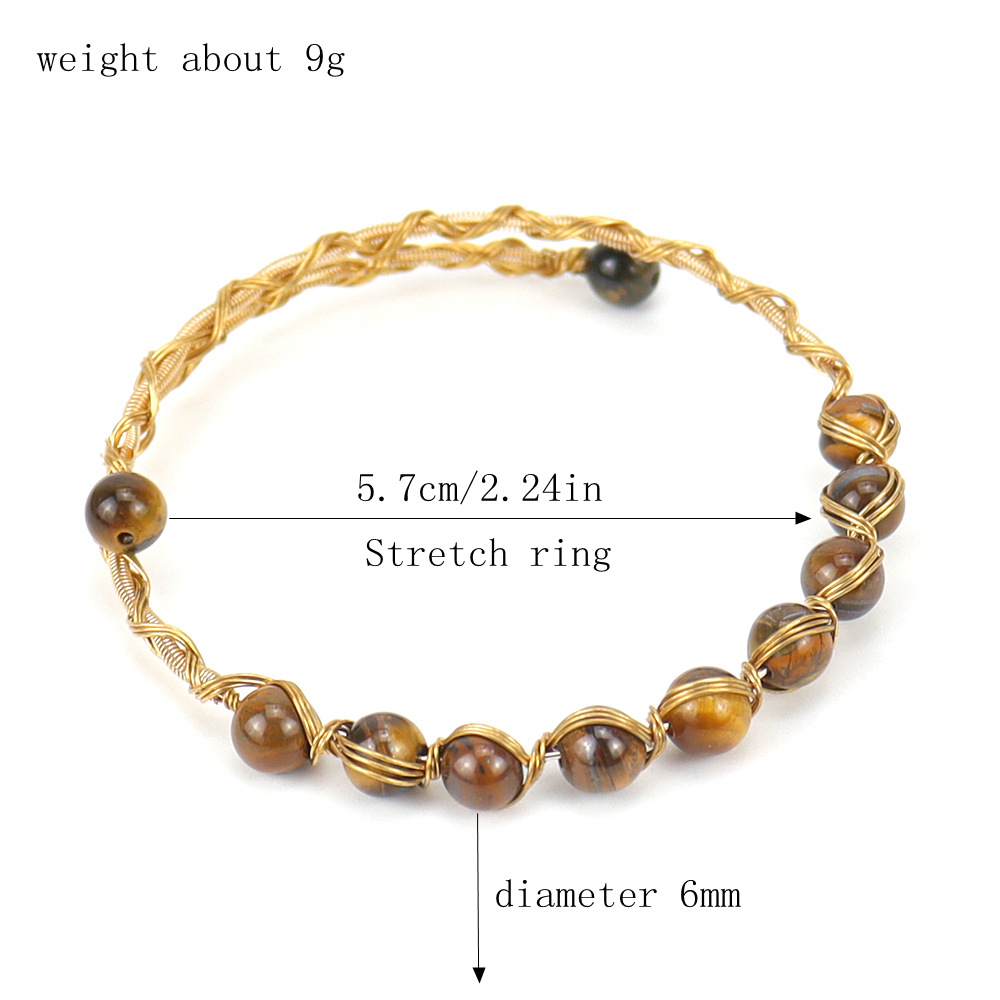 Retro Geometric natural stone Crystal Copper Handmade Bracelets 1 Piece