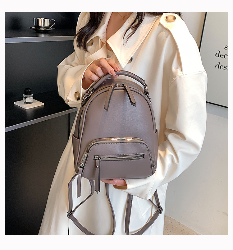 Fashionable And Versatile Solid Color Backpack Women's Urban Minimalist PU Business Backpack_voghion.com
