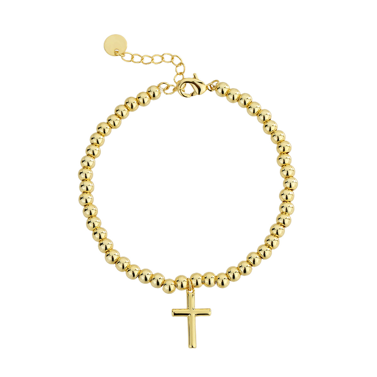 Gold Plated Beaded Bracelet Style Minimalist Fashion Copper Plated Gold Cross Couple Bracelet Versatile Popular_voghion.com
