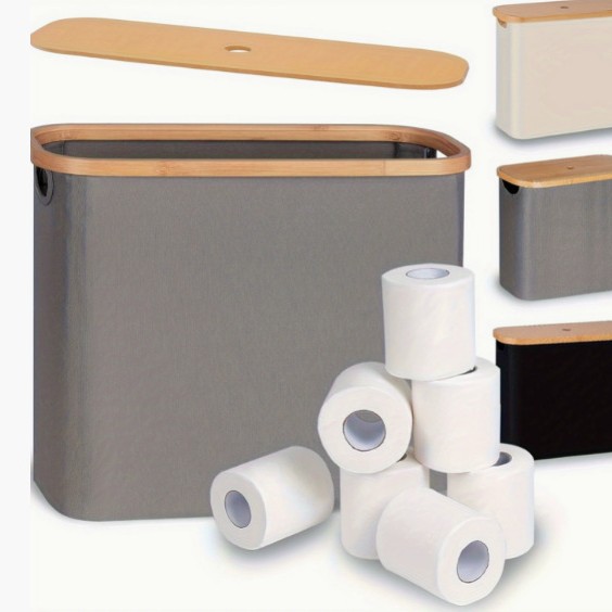 Cesta transfronteriza de artículos diversos y ropa sucia con tapa, cesta de almacenamiento de tela Oxford de bambú reciclada plegable, hogar con bolsa interior, caja de botella