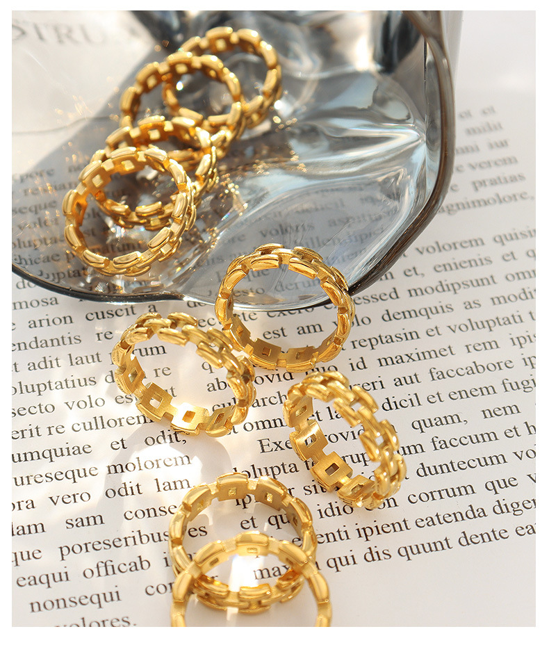 No Inlaid Inlay Material Rings Classification Wholesale Jewelry Fashion Geometric 304 Stainless Steel No Inlaid 18K Gold Plated Plating Rings