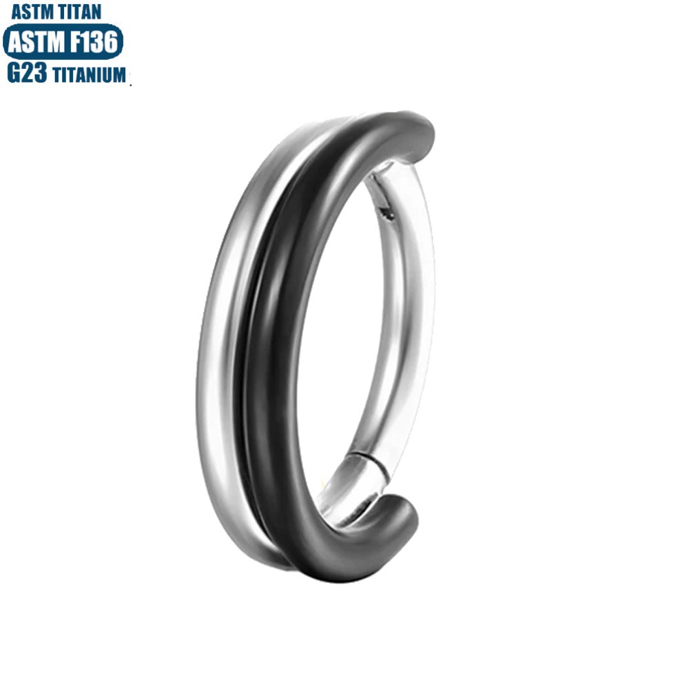 G23 Titanium Hinge Nose Ring Nasal Septum Double Color PVD Seamless Ring Diaphragm Earrings Pierced Jewelry Nose Stud detail image 13