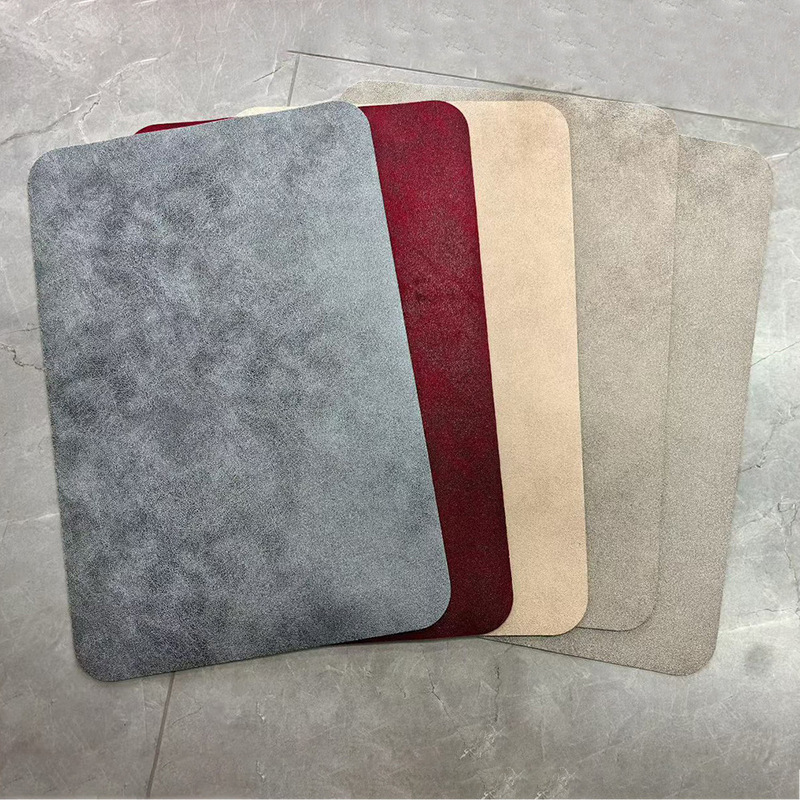 Simple Bathroom Absorbent Leather Floor Mat, Thickened Kitchen Non-Slip, Dirt-Resistant, Easy-Care Foot Mat, Wipeable, No-Wash Play Mat
