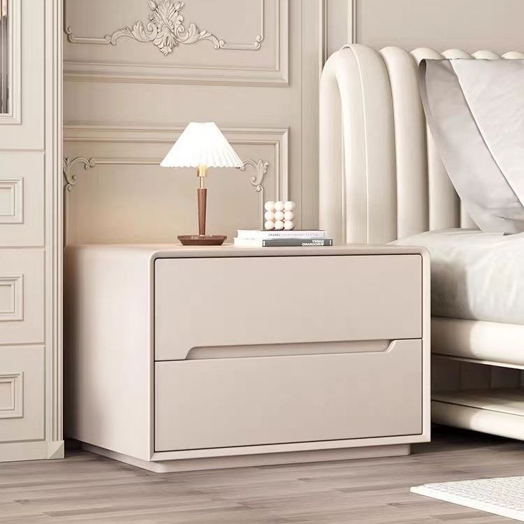 Alta sensación de madera sólida cabecera de cama dormitorio cabecera de cama sin instalación simple moderno nuevo armario de almacenamiento lujoso brillo crema