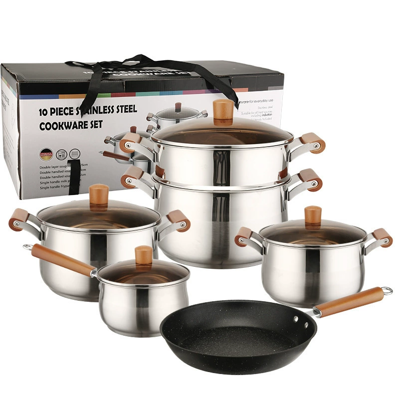 /榉 6PCS/10PCS рукав нержавеющая сталь утолщенный подарочный cooker домовая - приготовленная плита двуручное ведро для супа пароварка